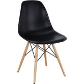 Pyramid Dining Chair in Black on Wood Legs
