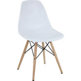 Pyramid Dining Chair in White on Wood Legs