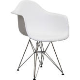 Paris Dining ArmChair in White w/ Chrome Wire Base