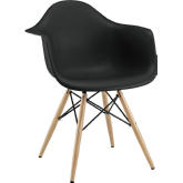 Pyramid Dining Arm Chair in Black on Wood Legs