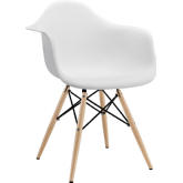 Pyramid Dining Arm Chair in White on Wood Legs