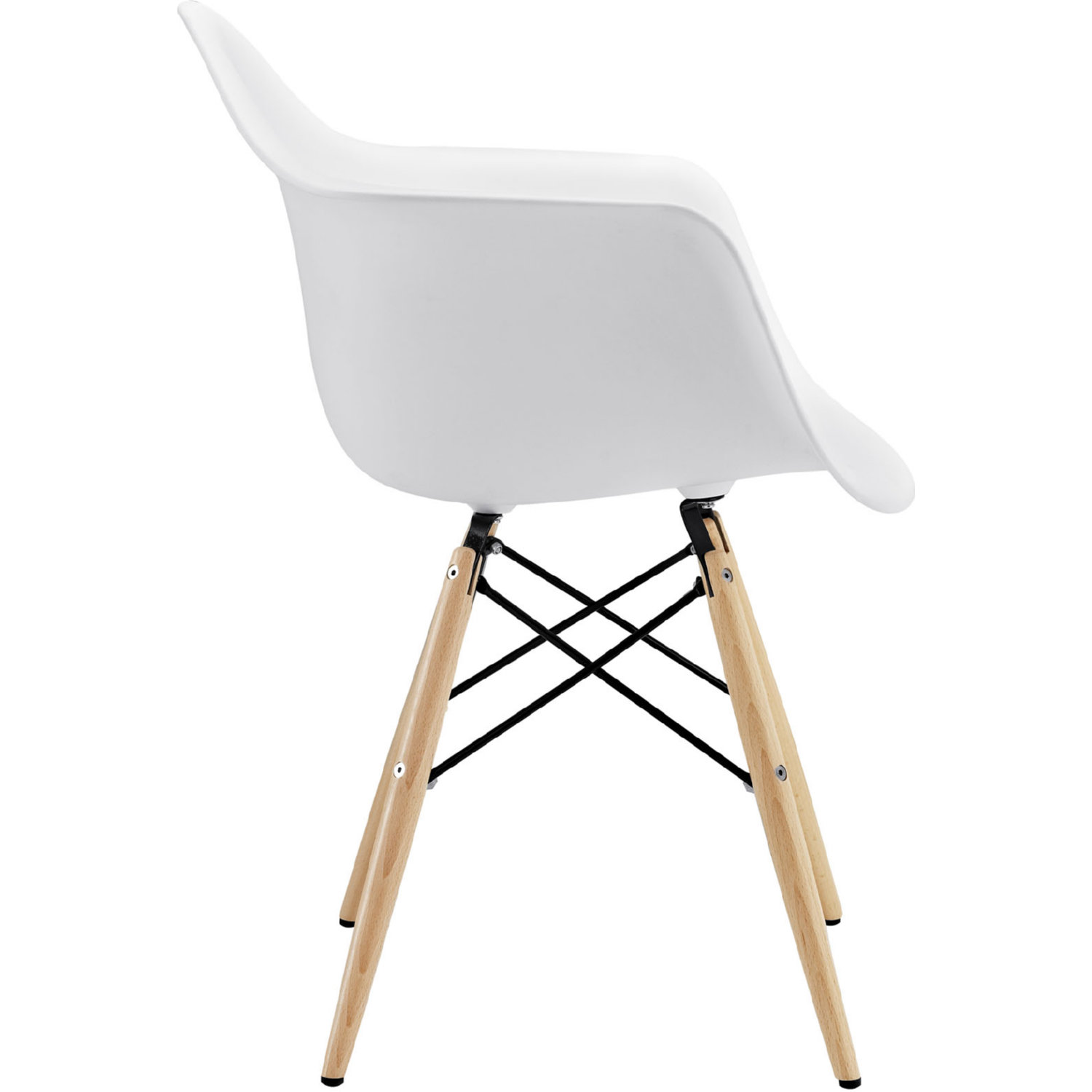 EEI-182-WHI Modway Pyramid Dining Armchair with Natural Wood Legs in White Modway Inc