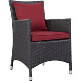 Convene Dining Outdoor Patio Armchair in Espresso w/ Red Cushion