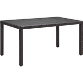Convene 59" Outdoor Patio Dining Table in Espresso w/ Tempered Glass