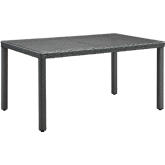 Sojourn 59" Outdoor Patio Dining Table in Poly Rattan w/ Tempered Glass Top