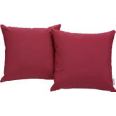 Convene 2 Piece Outdoor Patio Pillow Set in Red Fabric