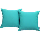 Convene 2 Piece Outdoor Patio Pillow Set in Turquoise Fabric
