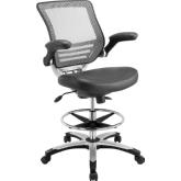 Edge Drafting Chair in Gray Leatherette & Mesh