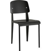 Cabin Dining Chair w/ Wood Seat on Black Iron Frame