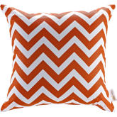 Modway Outdoor Patio Pillow in Orange & White Chevron Fabric