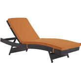 Convene Outdoor Patio Chaise in Espresso w/ Orange Cushions