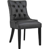 Regent Dining Chair in Tufted Black Leatherette w/ Nailhead & Black Legs
