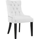 Regent Dining Chair in Tufted White Leatherette w/ Nailhead & Black Legs