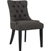 Regent Fabric Dining Chair in Tufted Brown Fabric w/ Nailhead Trim on Black Legs