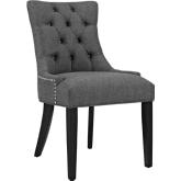 Regent Fabric Dining Chair in Tufted Gray Fabric w/ Nailhead Trim on Black Legs