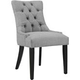 Regent Fabric Dining Chair in Tufted Light Gray Fabric w/ Nailhead Trim on Black Legs