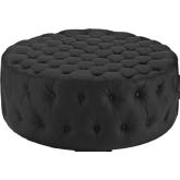 Amour Vinyl Ottoman in All-Over Tufted Black