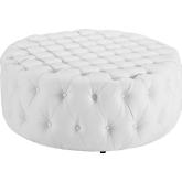Amour Vinyl Ottoman in All-Overr Tufted White