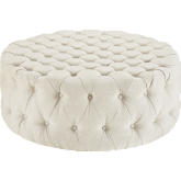 Amour Fabric Ottoman in All-Over Tufted Beige