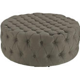 Amour Fabric Ottoman in All-Over Tufted Granite