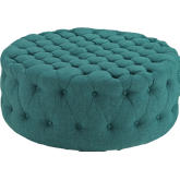 Amour Fabric Ottoman in All-Over Tufted Teal