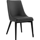 Viscount Dining Chair in Black Leatherette on Black Wood Legs