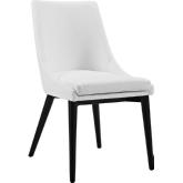 Viscount Dining Chair in White Leatherette on Black Wood Legs