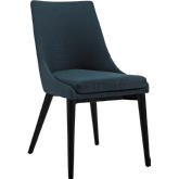 Viscount Dining Chair in Azure Fabric on Black Wood Legs