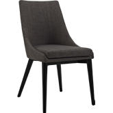 Viscount Dining Chair in Brown Fabric on Black Wood Legs