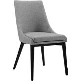 Viscount Dining Chair in Light Gray Fabric on Black Wood Legs