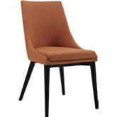 Viscount Dining Chair in Orange Fabric on Black Wood Legs