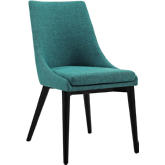 Viscount Dining Chair in Teal Fabric on Black Wood Legs