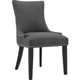 Marquis Dining Chair in Gray w/ Nailhead Trim on Black Wood Legs