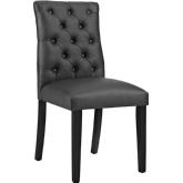 Duchess Vinyl Dining Chair in Tufted Black on Wood Legs