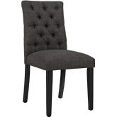 Duchess Fabric Dining Chair in Tufted Brown on Wood Legs