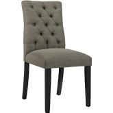 Duchess Fabric Dining Chair in Tufted Granite on Wood Legs