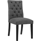 Duchess Fabric Dining Chair in Tufted Gray on Wood Legs