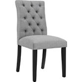 Duchess Fabric Dining Chair in Tufted Light Gray on Wood Legs