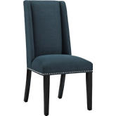 Baron Fabric Dining Chair in Azure Fabric w/ Nailhead Trim on Wood Legs