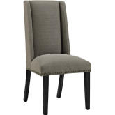 Baron Fabric Dining Chair in Granite Fabric w/ Nailhead Trim on Wood Legs