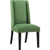 Baron Fabric Dining Chair in Green Fabric w/ Nailhead Trim on Wood Legs