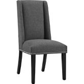 Baron Fabric Dining Chair in Gray Fabric w/ Nailhead Trim on Wood Legs