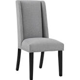 Baron Fabric Dining Chair in Light Gray Fabric w/ Nailhead Trim on Wood Legs