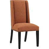 Baron Fabric Dining Chair in Orange Fabric w/ Nailhead Trim on Wood Legs