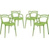 Entangled Dining Chair in Green Polypropylene (Set of 4)