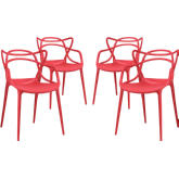 Entangled Dining Chair in Red Polypropylene (Set of 4)