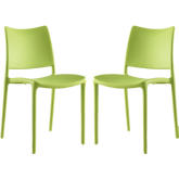Hipster Dining Side Chair in Green Polypropylene (Set of 2)