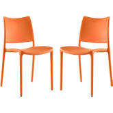 Hipster Dining Side Chair in Orange Polypropylene (Set of 2)