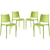 Hipster Dining Side Chair in Green Polypropylene (Set of 4)