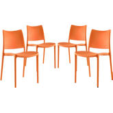 Hipster Dining Side Chair in Orange Polypropylene (Set of 4)